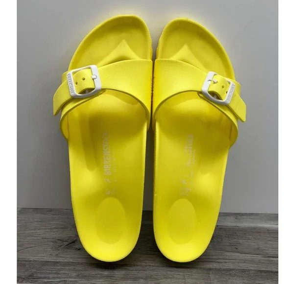 Birkenstock Madrid EVA Neon Yellow Single Strap Slide Sandals Mens 7 Womens 9 40 - Picture 5 of 7